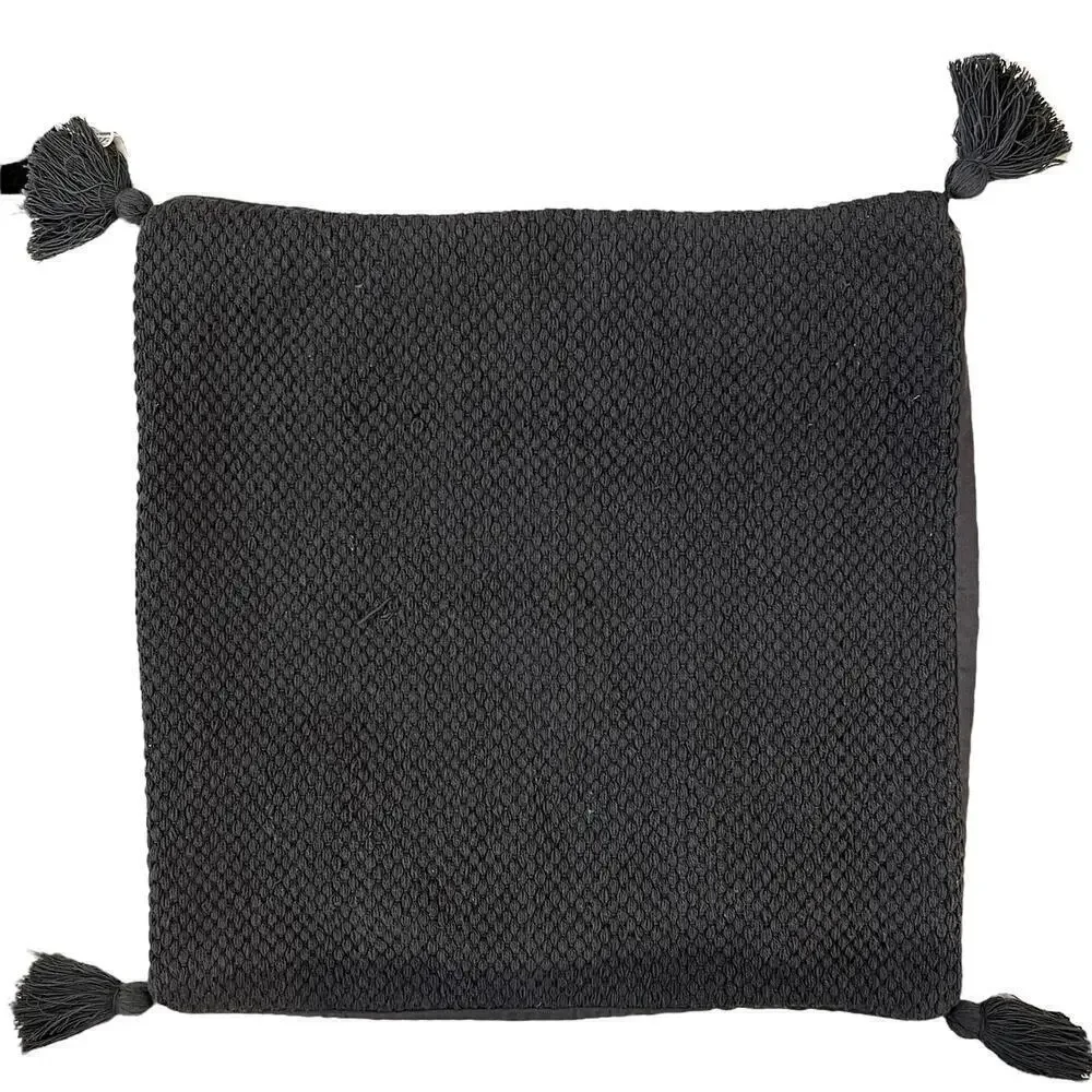 IKEA HOSTKVALL Gray Textured Tassel Pillow Cover 20
